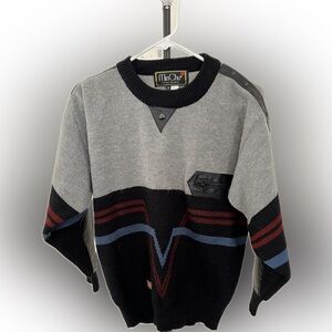 MinChu Vintage Wool Rabbit Hair Leather Accented Sweater Medium Elbow Pads